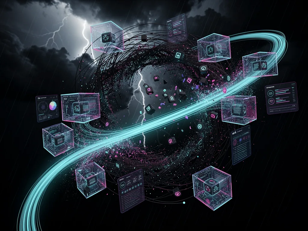 A lightning-like webhook event triggering connected systems